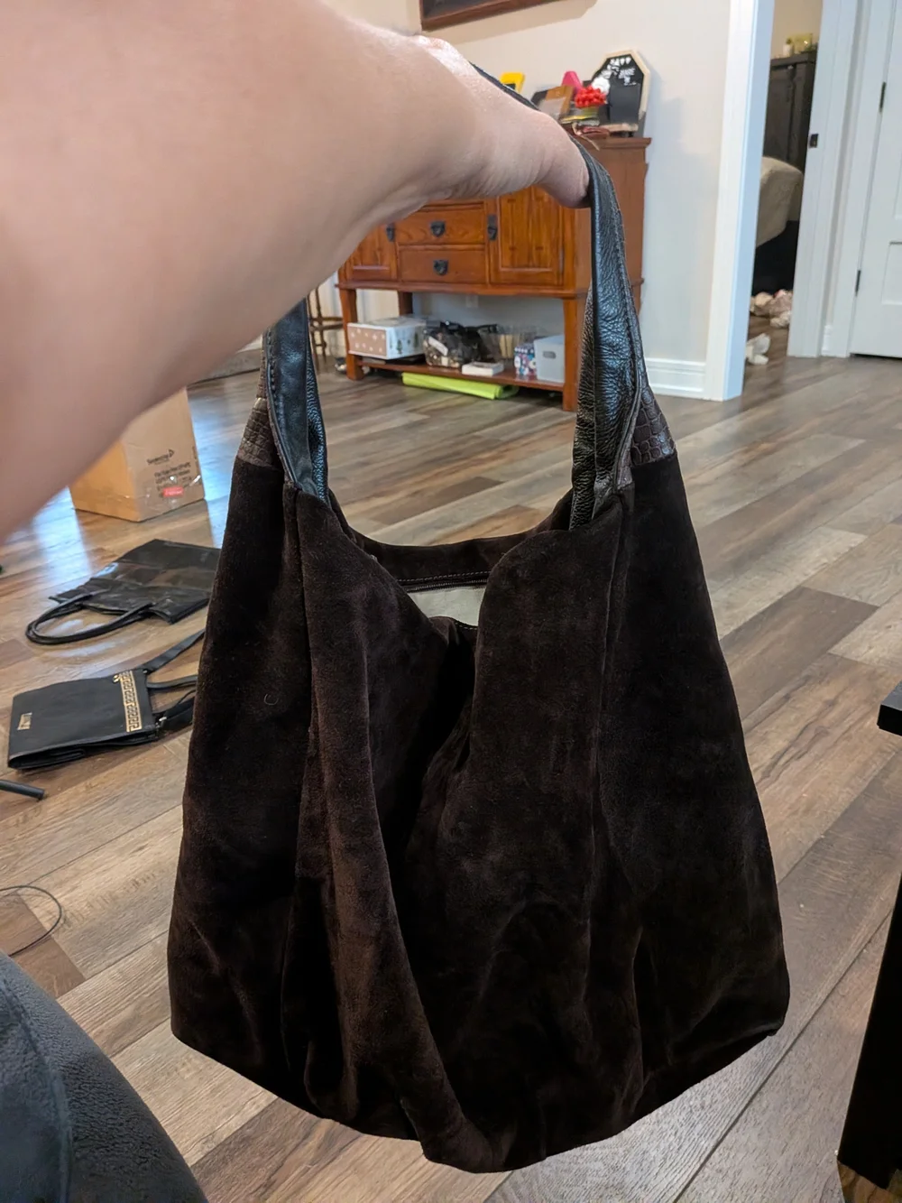 Innue Vintage Italian Suede Chocolate Large Hobo 1990s